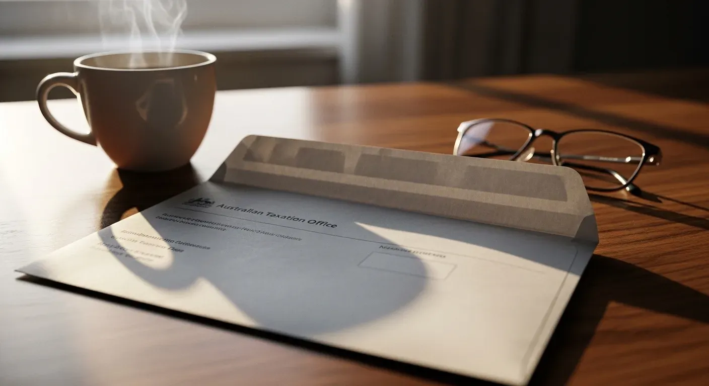 Business owner reviewing urgent ATO debt correspondence