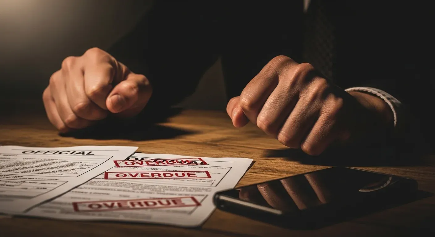 Business owner reviewing cash flow documents during financial distress