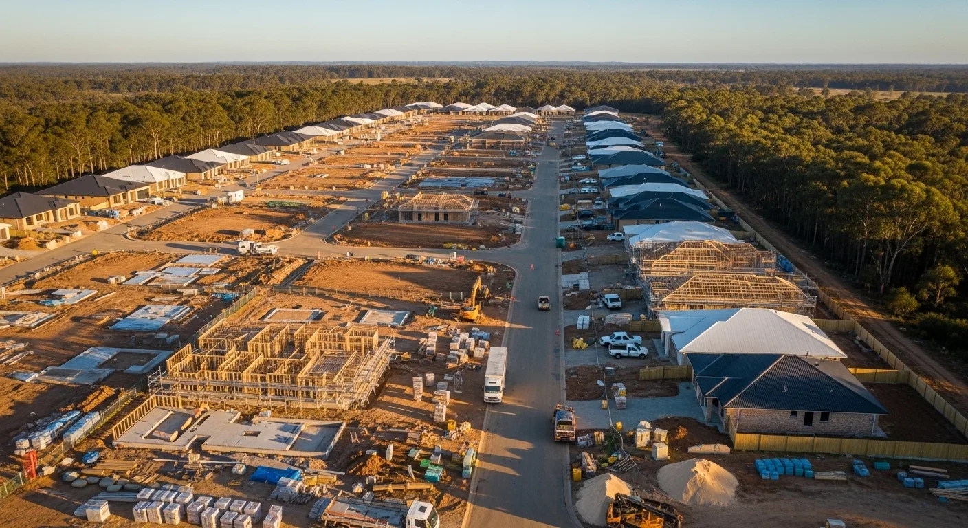 Large Australian residential construction project viewed from above