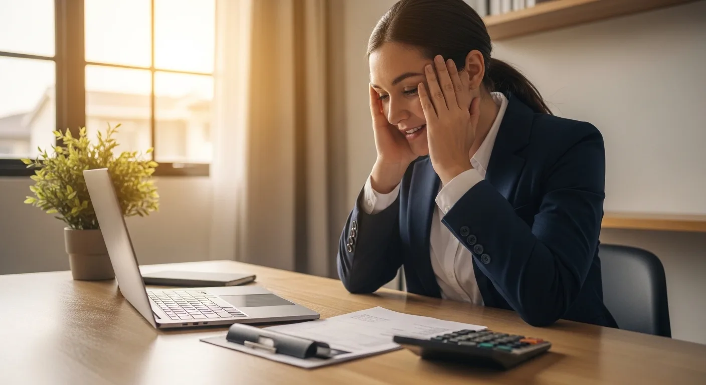 Business owner reviewing restructuring costs and financial documents