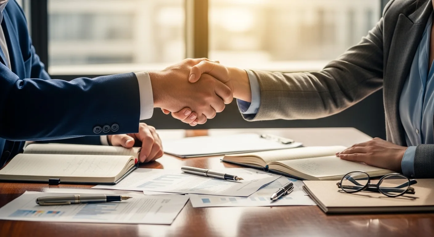 Professional handshake representing practitioner partnership