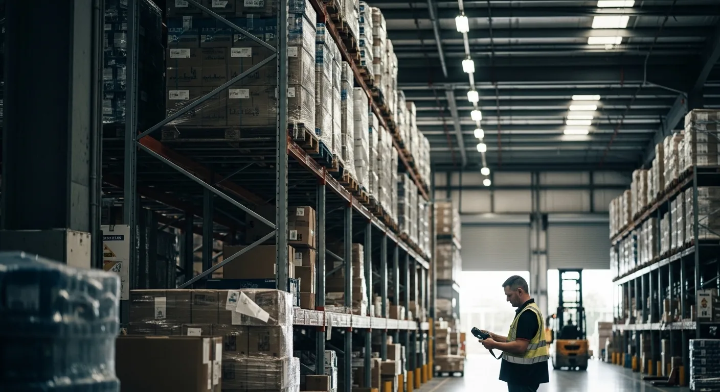 Warehouse operations and stock movement in transport logistics facility
